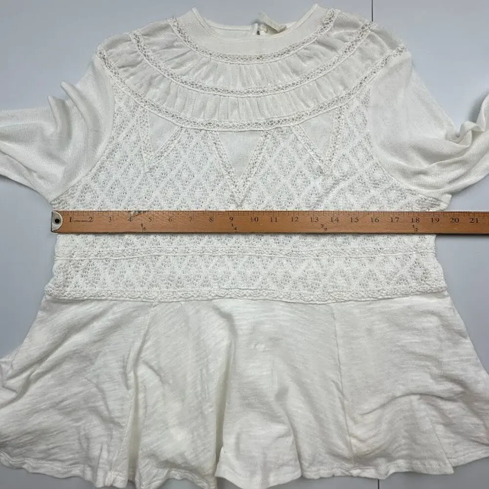 Free People Top Womens Medium White Lace Babydoll Boho Beach Whimsy Cottage